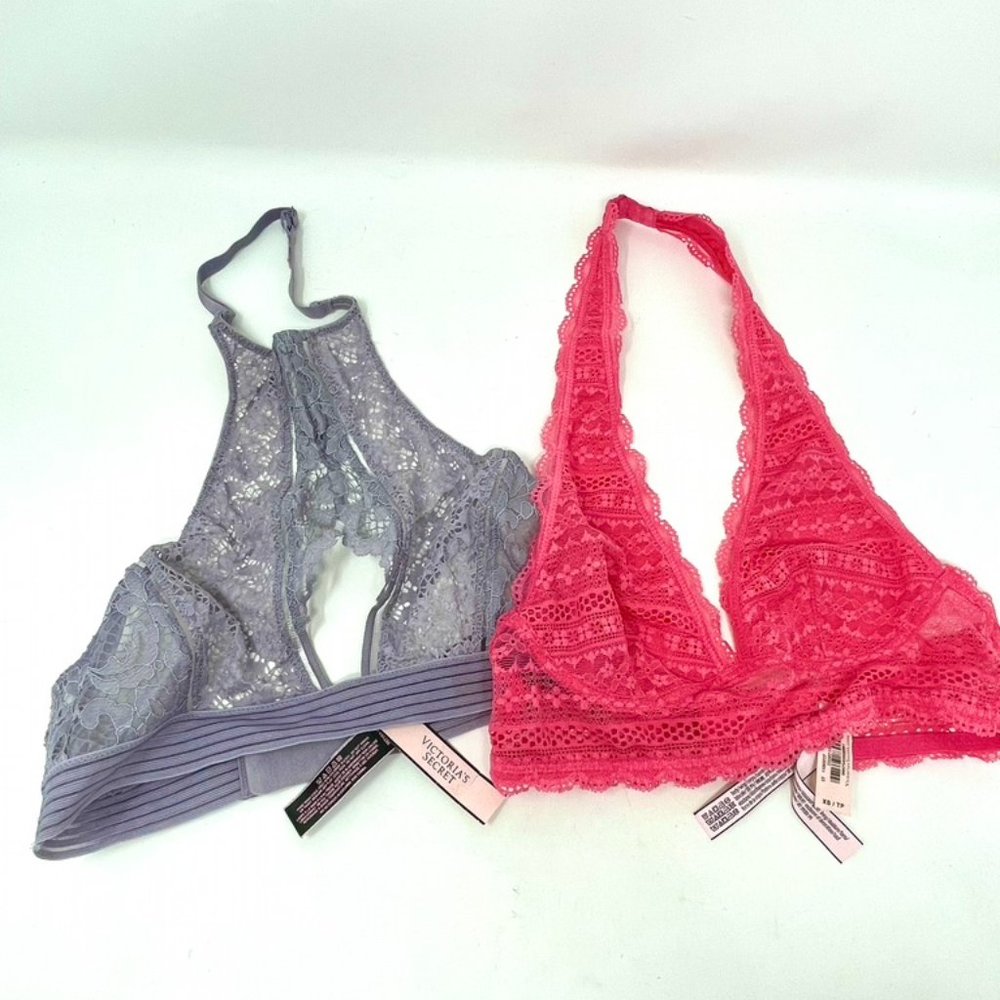 2 Victoria's Secret Bralettes Pink & Lavender XS  NEW